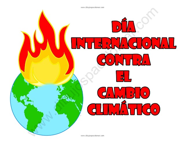 Día Internacional contra el Cambio Climático dibujo a color y para colorear